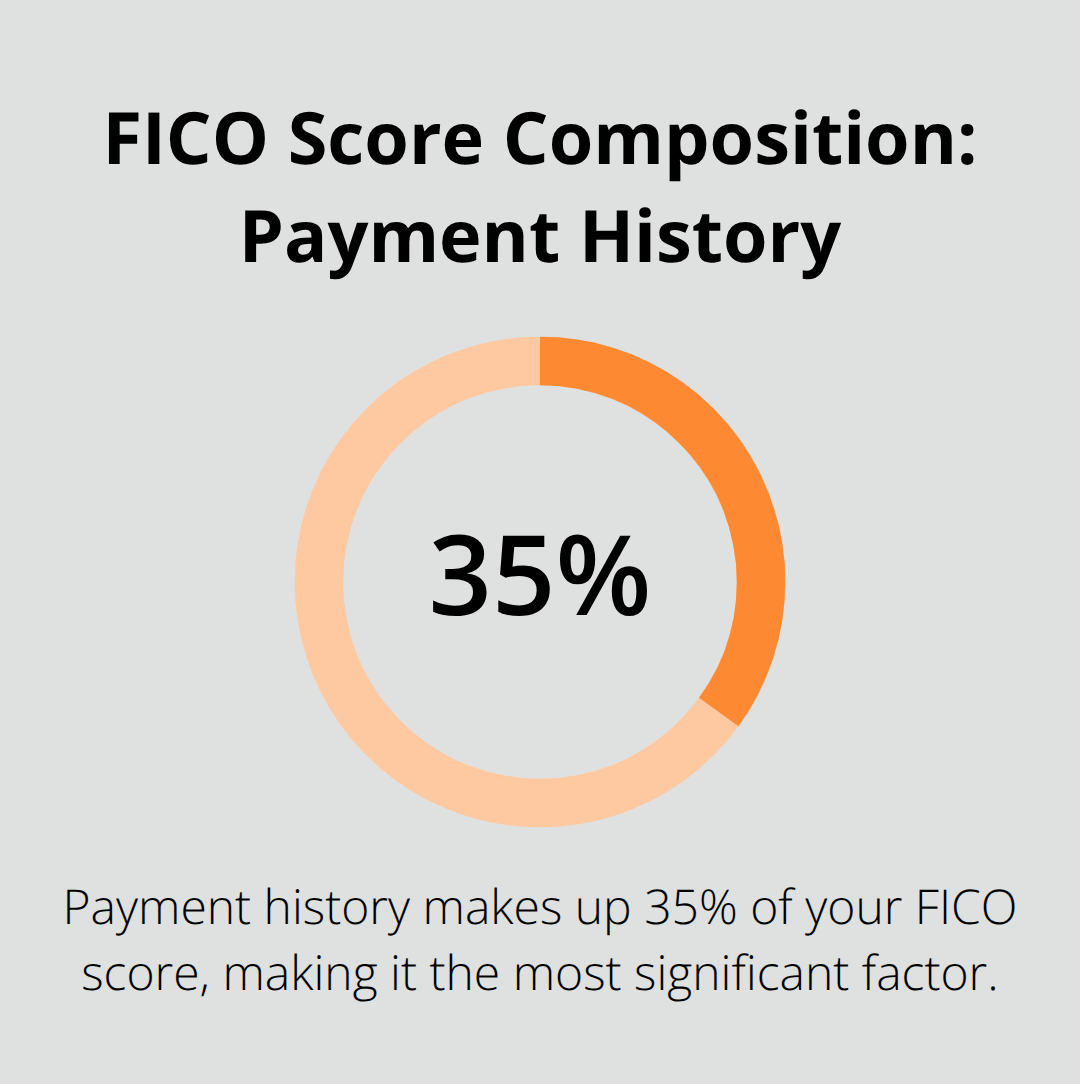 Pie chart showing that payment history accounts for 35% of FICO score
