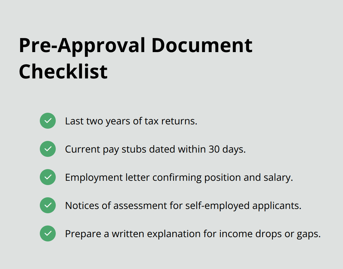Checklist of documents lenders commonly require for mortgage pre-approval in Canada.