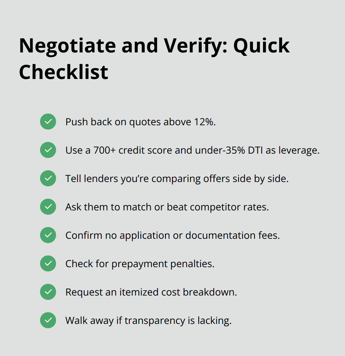 Checklist of steps to negotiate better personal loan terms and verify all costs - personal loans canada rates