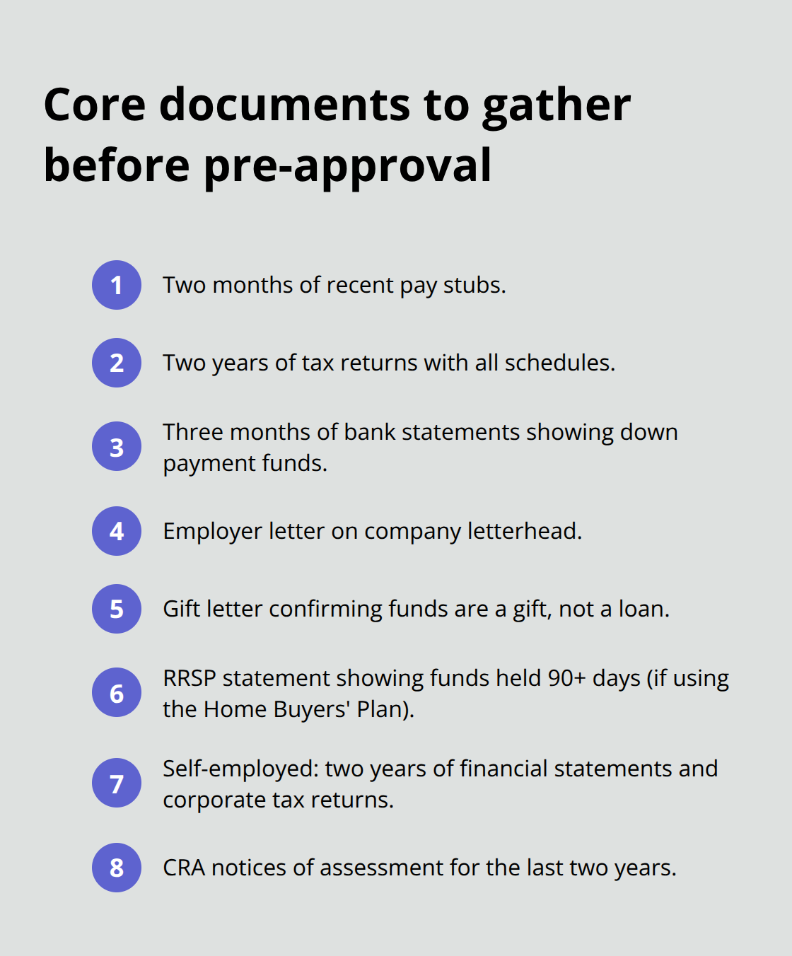 Compact checklist of required mortgage documents for a smooth pre-approval - first time mortgage canada