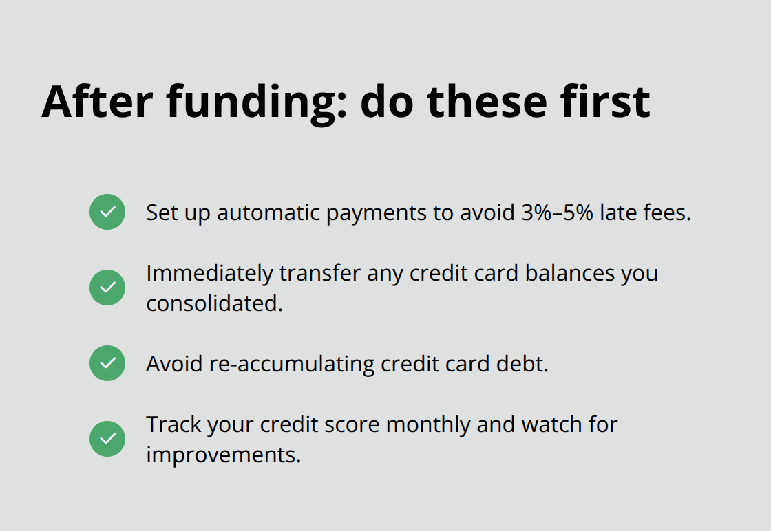 Post-funding checklist to protect your credit and reduce costs
