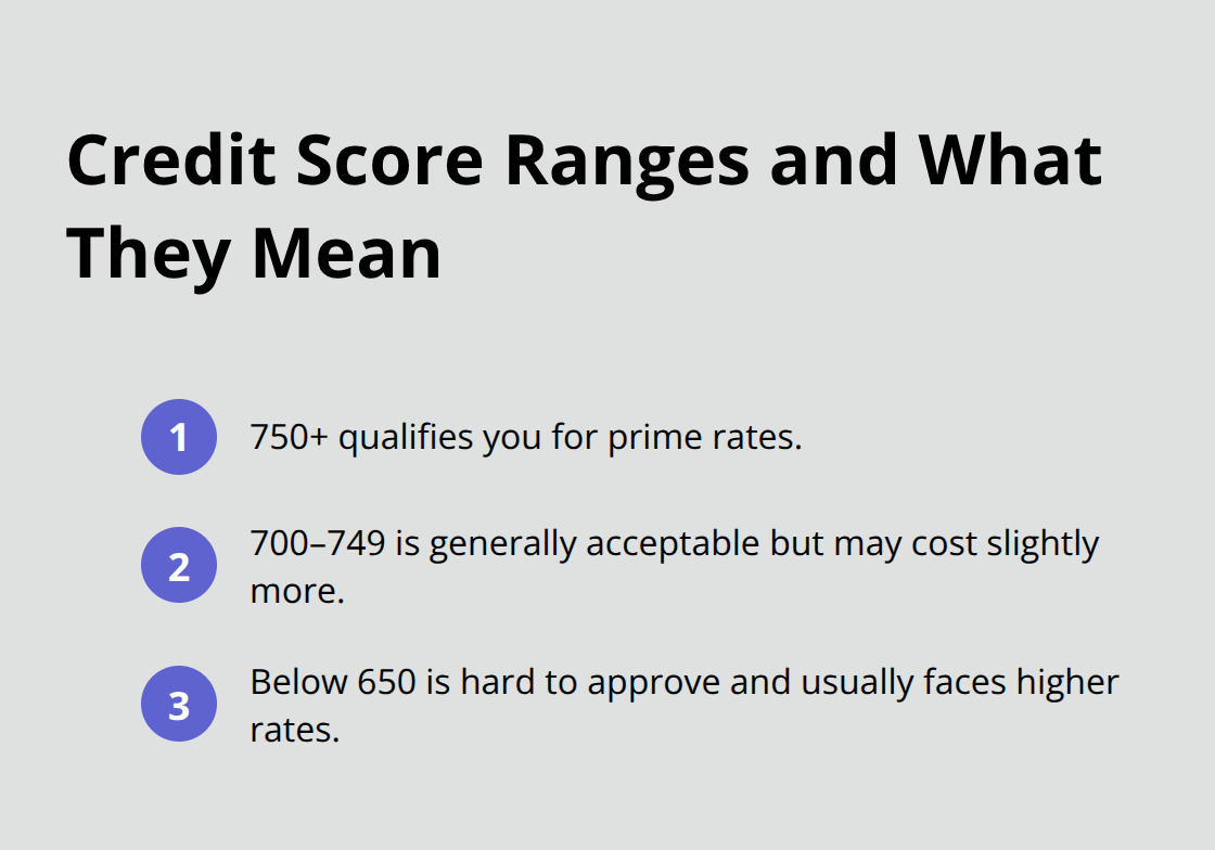 Three credit score ranges with typical lending outcomes - Canada credit score guide