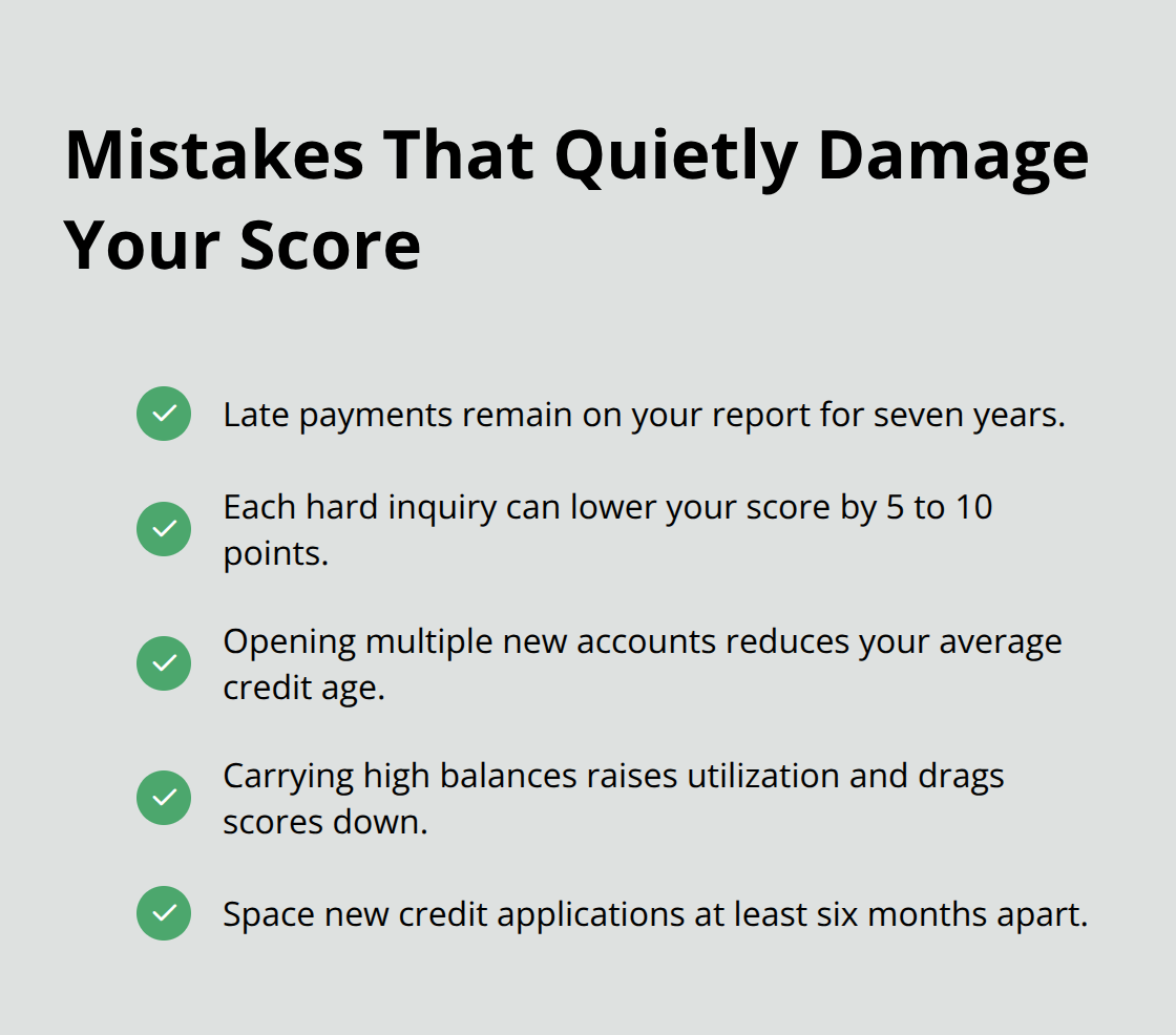 Checklist of common credit mistakes Canadians should avoid to protect their credit scores.