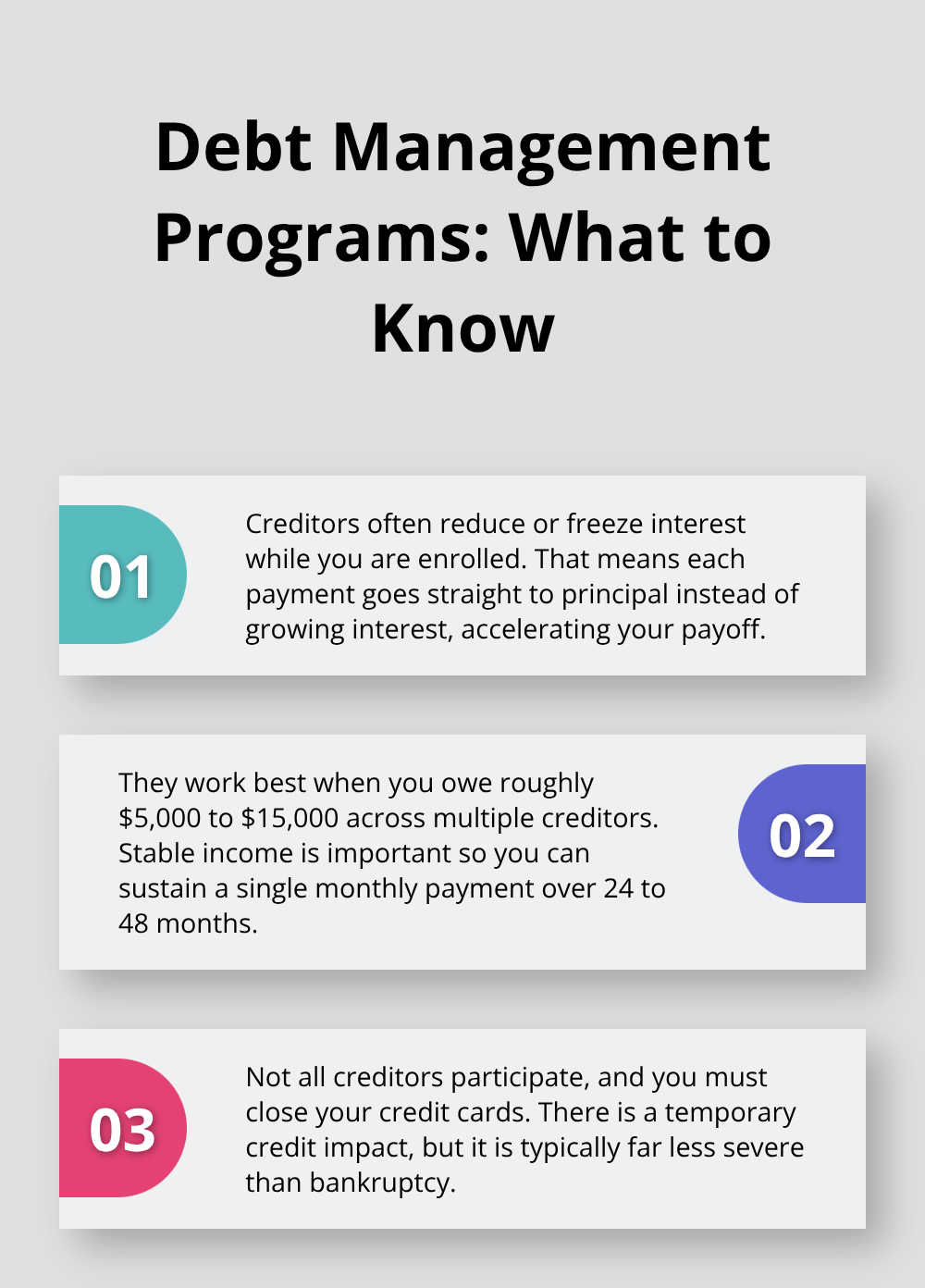 Three key facts about debt management programs in Canada: interest relief, best fit, and trade-offs.