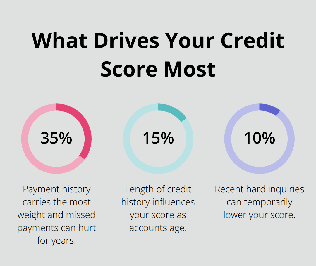 Chart showing key credit score factors with their percentage weights - Canada credit score tips