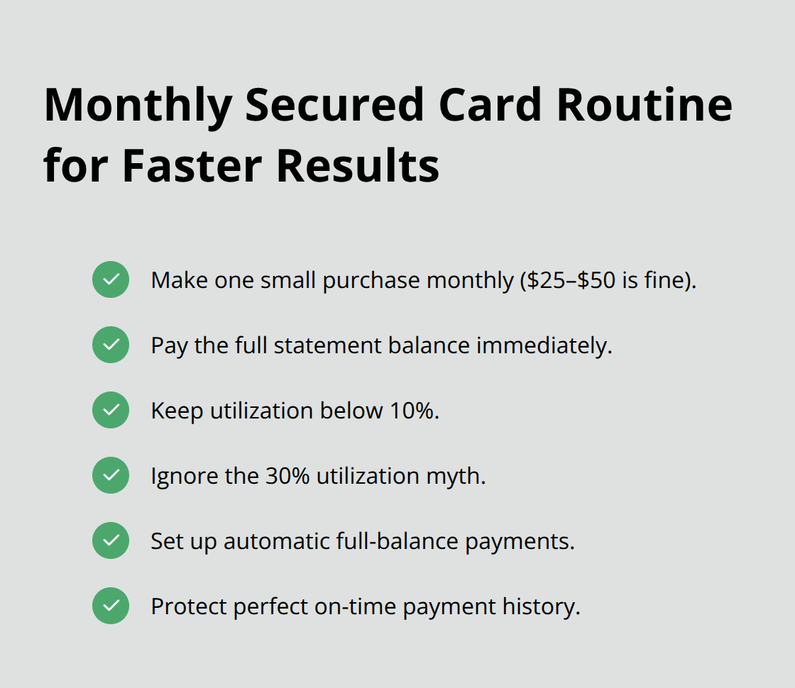 Step-by-step actions to use a secured card effectively and build credit faster.