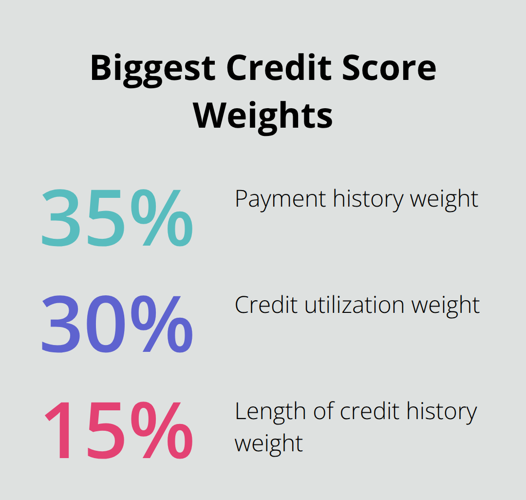 Top three credit score factors by percentage weight - build credit scores Canada