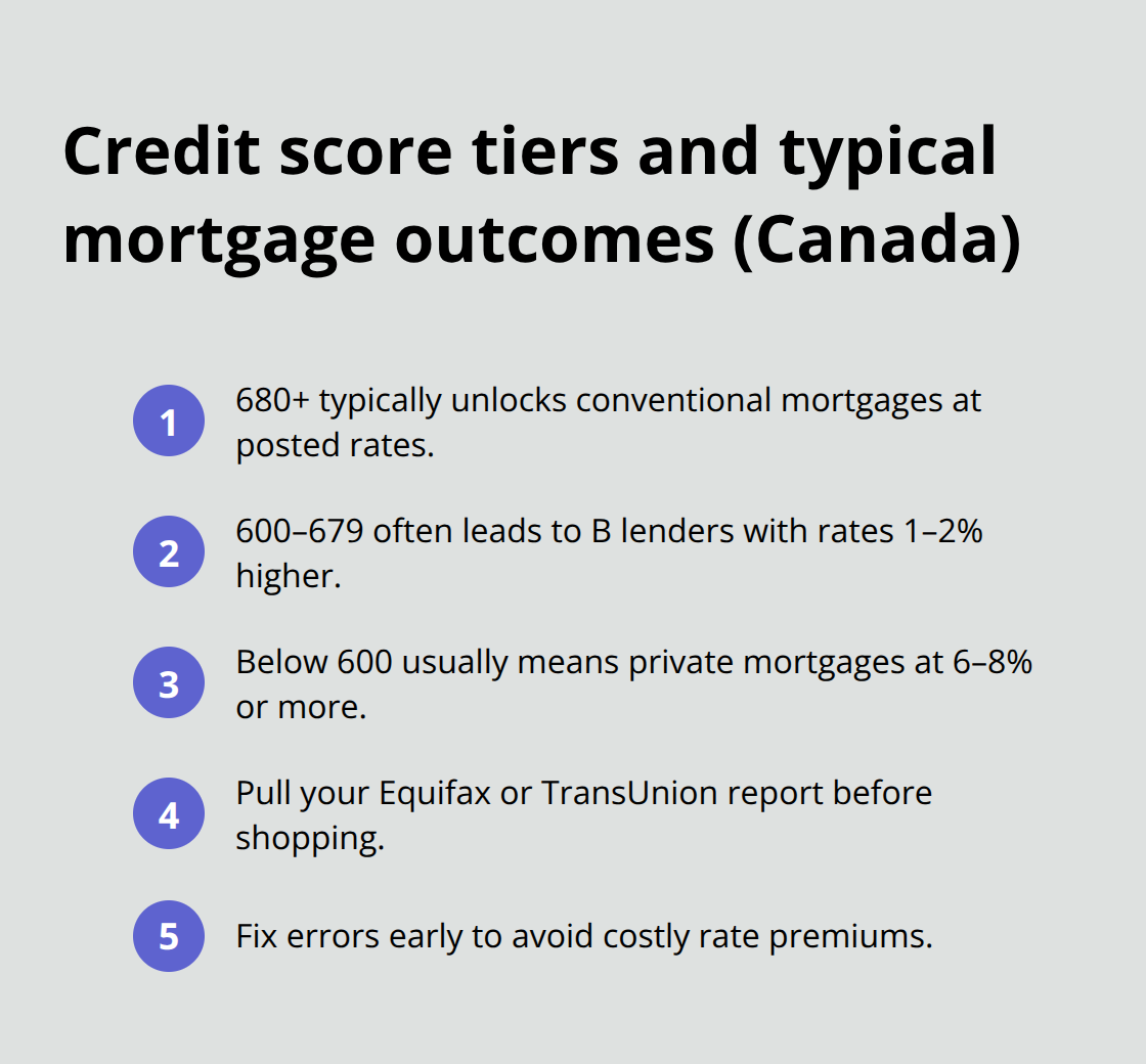 Visual guide to how your credit score affects mortgage options and rates in Canada - mortgages Canada explained