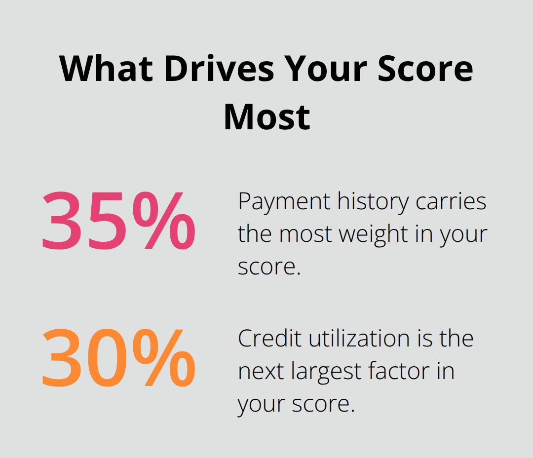 Breakdown of the two biggest credit score factors: payment history and credit utilization