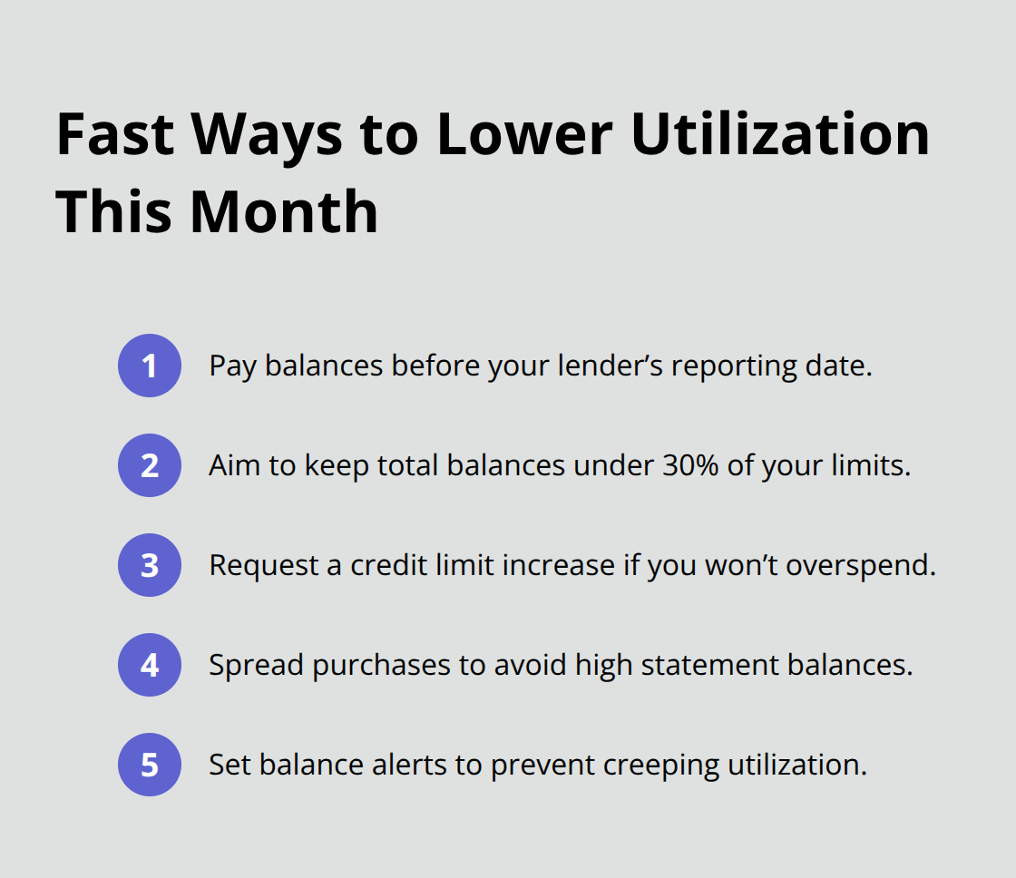 Compact list of tactics to reduce credit utilization quickly - build credit Canada tips