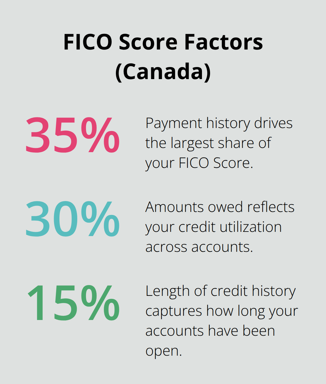 Breakdown of top FICO score components by percentage
