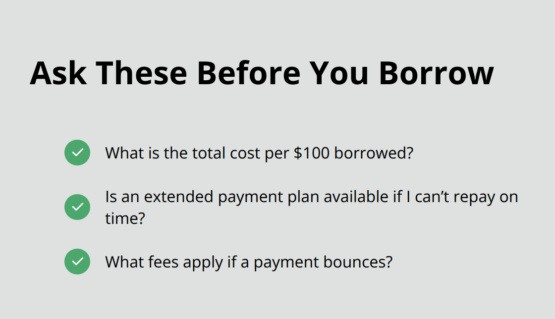 Checklist of key questions to ask a payday lender before borrowing