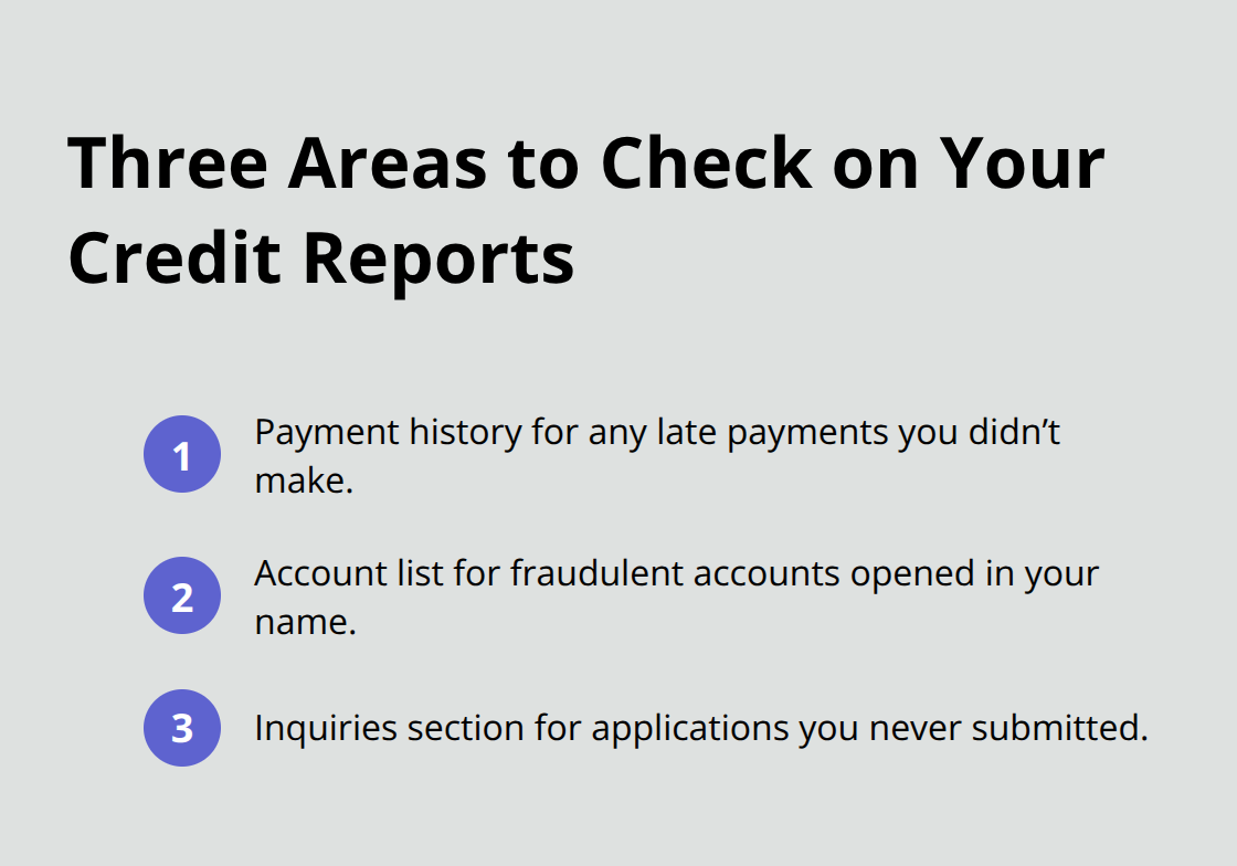Compact list of the three most important areas to review on your credit reports. - Canada credit score guide