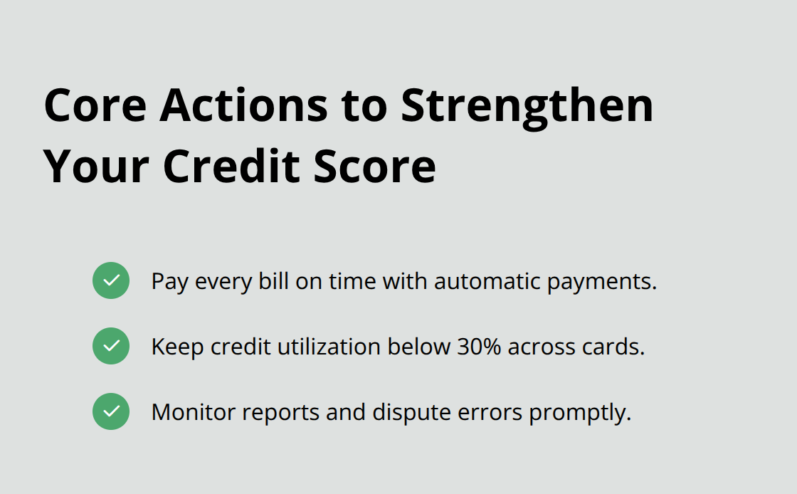 Checklist of three essential steps to improve and protect your credit score. - Canada credit score guide