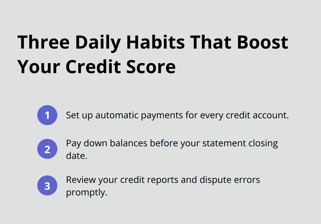 Three quick daily habits to improve your credit score in Canada.